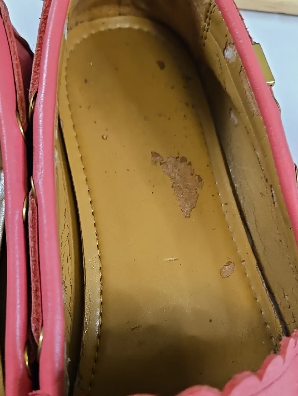 Coach Salmon Pebbled Leather Tassel Loafers, Gold Accents Size ?9